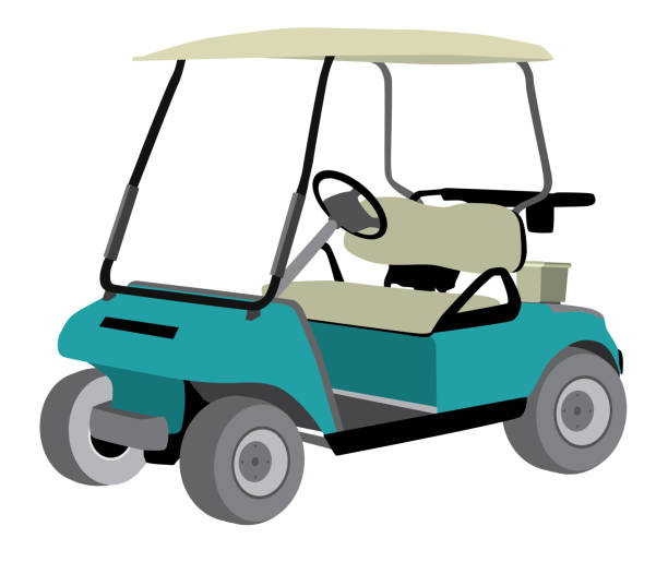 ゴルフカーブルー輸送漫画 - ゴルフカート点のイラスト素材／クリップアート素材／マンガ素材／アイコン素材