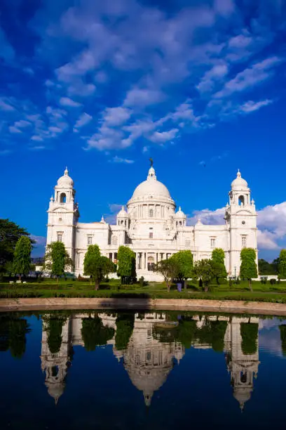 The Victoria Memorial is a large marble building in Kolkata, West Bengal, India. It is dedicated to the memory of Queen Victoria.