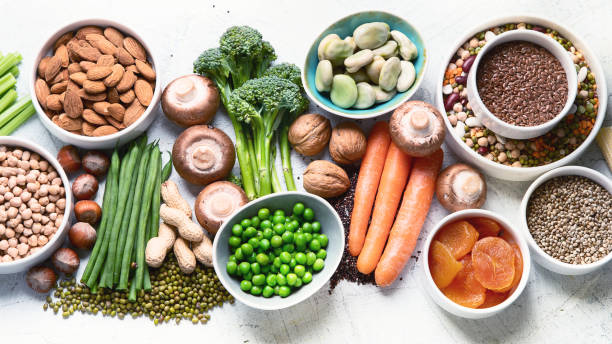 fonti alimentari di proteine vegetali. - nut bean legume seed foto e immagini stock