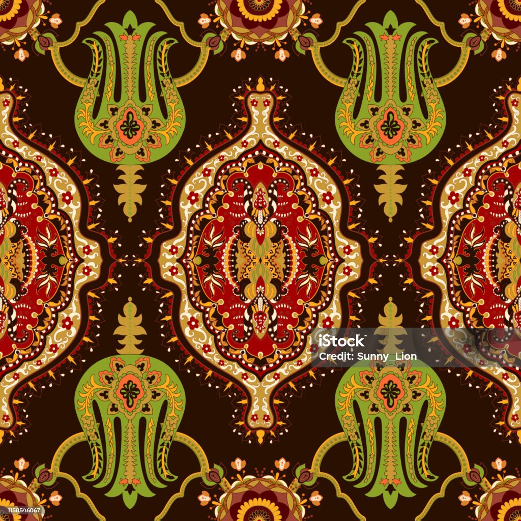 Indian Ornament Vector Clipart Seamless Ethnic Pattern Colorful