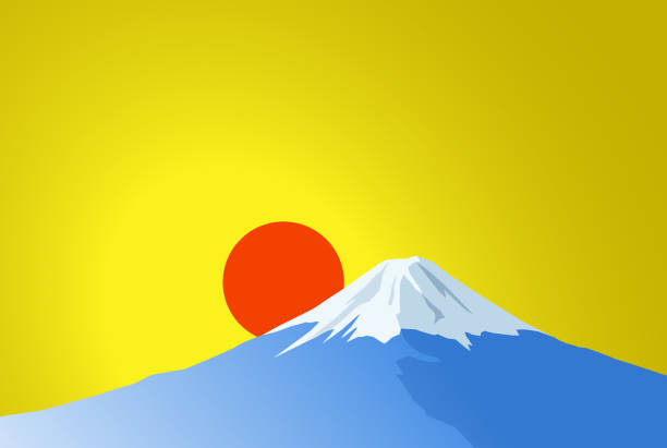гора фудзи и фоновый материал восхода солнца - twilight fuji mt fuji japan stock illustrations