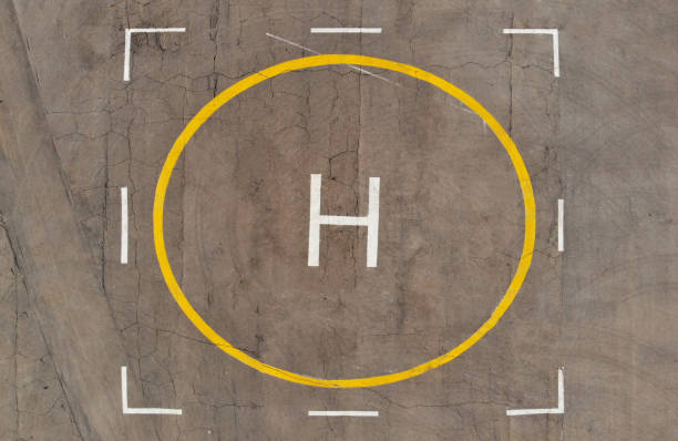 istock Helipad shooting from the air. helicopter. 1158547812