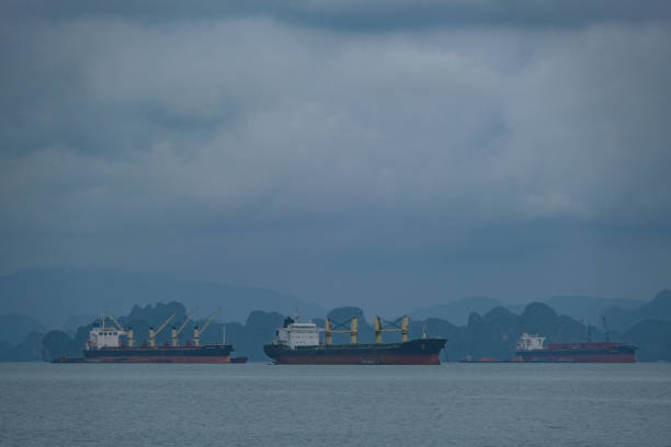 istock Big cargo ship with containers near the port 1158550314