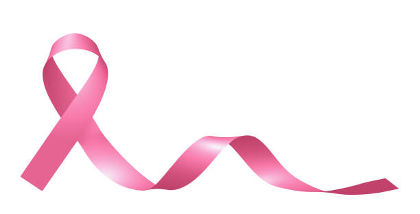 Realistic pink ribbon isolated on white.