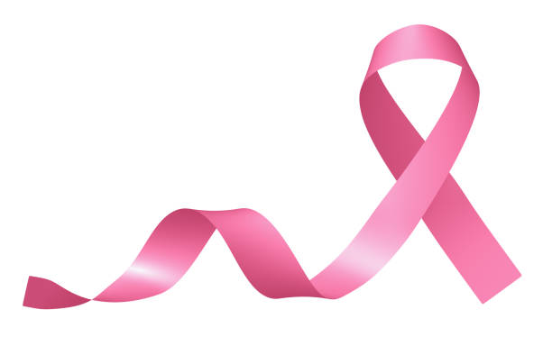 istock Realistic pink ribbon isolated on white 1158550633