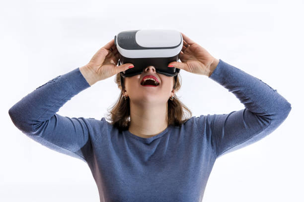 istock Woman in 3d virtual glasses close up 1158557098