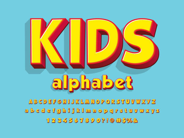 дети шрифт - child letters stock illustrations