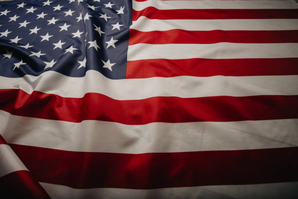 istock Closeup of ruffled American flag 1158560012