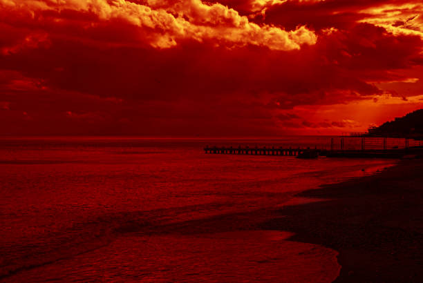 Amazing sunset at the beach.  Lots of Copy Space!