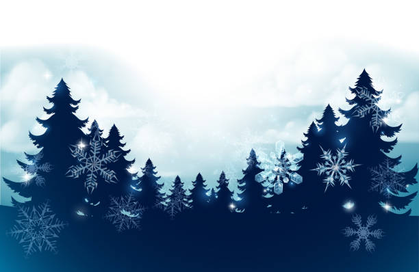 siluet noel ağaçlar kar sahnesi arka plan - chris snow stock illustrations