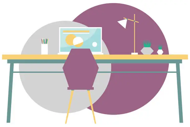 Vector illustration of Designer's desk, office workspace