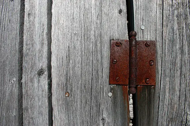Photo of rusty door hinge