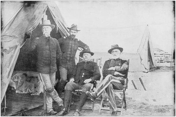 istock US Army black and white photos: Colonel Benham and his staff 1158568247