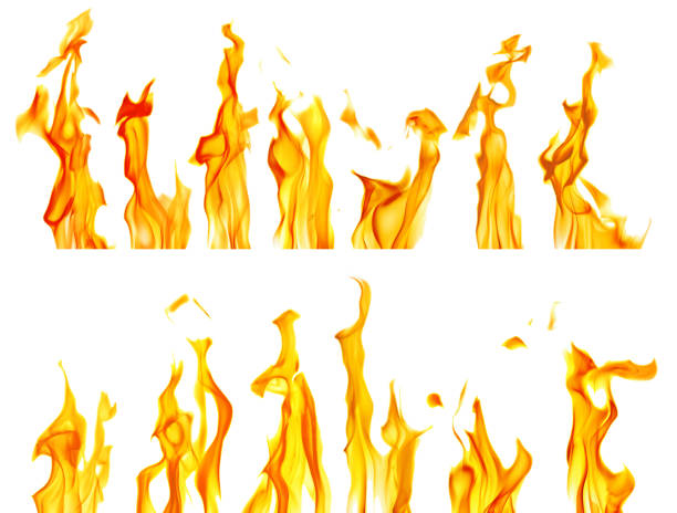 istock sparks ot thirteen bright yellow flames on white 1158568895