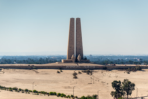 Ismailia, Egypt - November 5, 2017: Suez Canal Defence Monument at Ismalia Commerating the Defence of the Canal against the Turkish during the Great War,1914 to 1918.