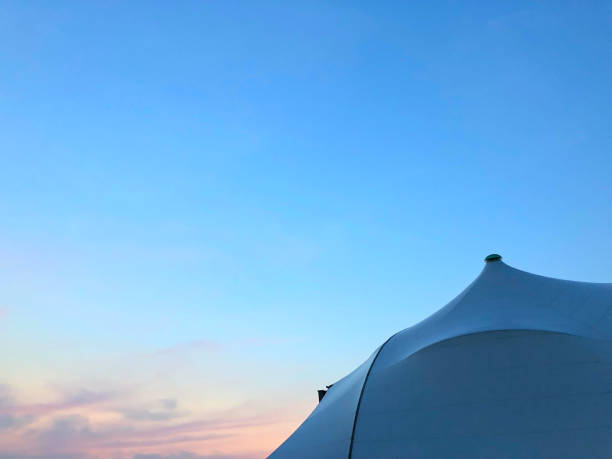 istock The sunset over the sky and the white dome 1158570043