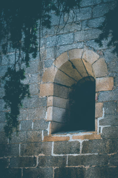 Landscape of old window, made of stone, from ancient church