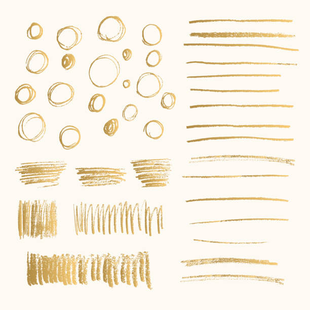 zestaw złotych ręcznie rysowanych doodle ołówkiem bazgroły. ręcznie robiona tekstura. błyszczące kształty z szorstkimi krawędziami. wektor izolowana ilustracja. - bubble foil stock illustrations