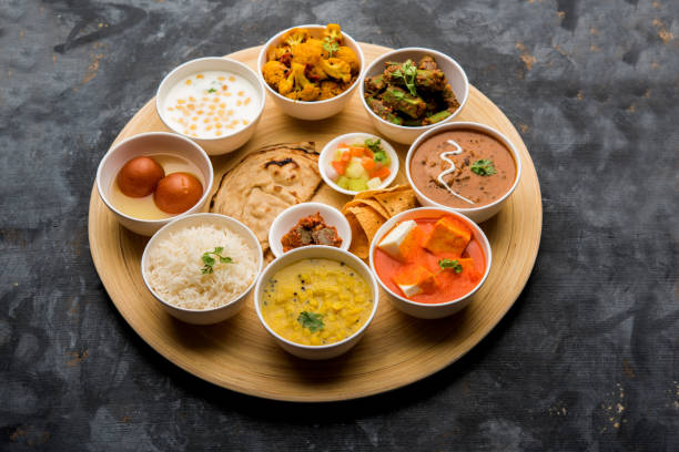 istock Indian Hindu Veg Thali / food platter, selective focus 1158577344