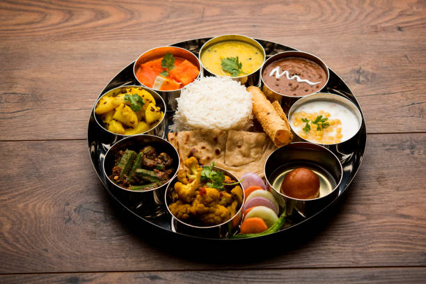 istock Indian Hindu Veg Thali / food platter, selective focus 1158577454