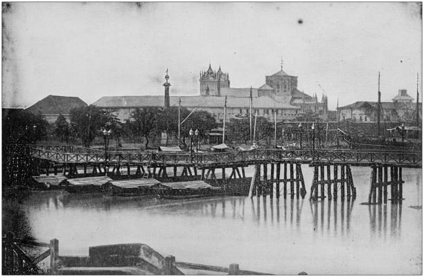 istock US Army black and white photos: Manila Cathedral, Philippines 1158577629