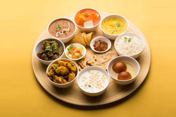 istock Indian Hindu Veg Thali / food platter, selective focus 1158578209