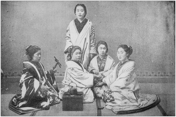 istock US Army black and white photos: Japanese Geishas in Luzon, Philippines 1158578267