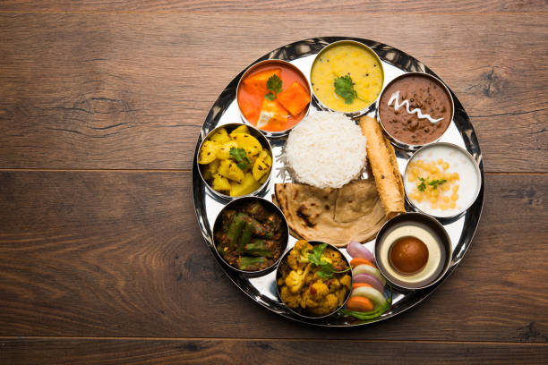 istock Indian Hindu Veg Thali / food platter, selective focus 1158578560