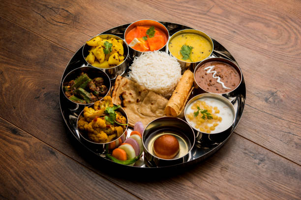 istock Indian Hindu Veg Thali / food platter, selective focus 1158578594