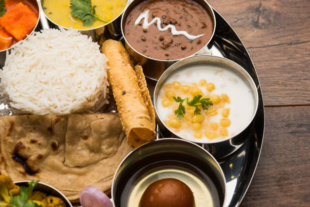 istock Indian Hindu Veg Thali / food platter, selective focus 1158578619