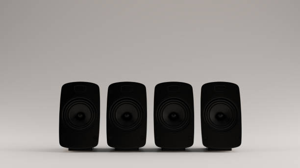 istock Black Row of 4 Modern Desktop Speakers 1158578919