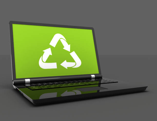 istock 3D Laptop with a recycling symbol on screen. environmental conservation concept 1158580232