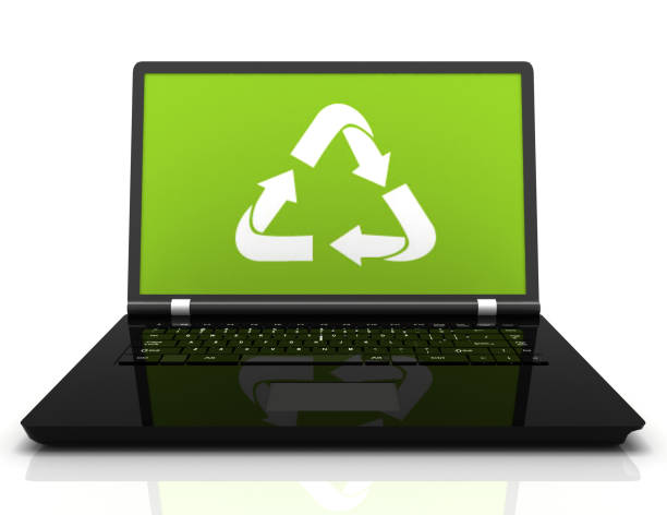 istock 3D Laptop with a recycling symbol on screen. environmental conservation concept 1158580259