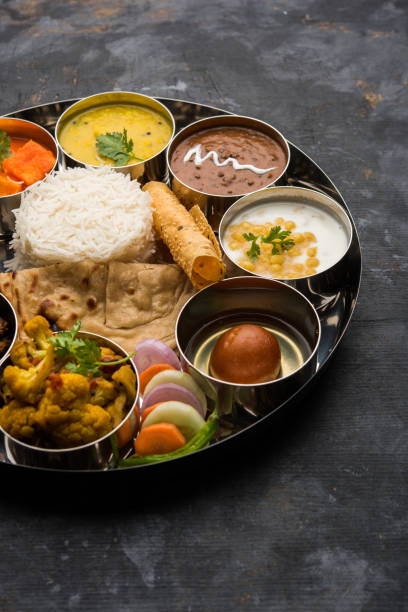 istock Indian Hindu Veg Thali / food platter, selective focus 1158580323