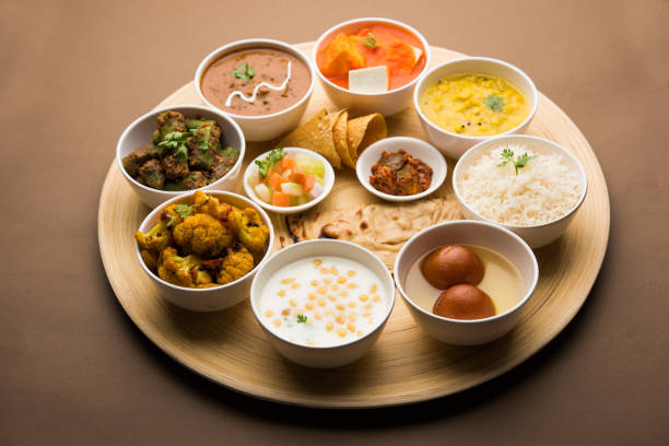 istock Indian Hindu Veg Thali / food platter, selective focus 1158580489