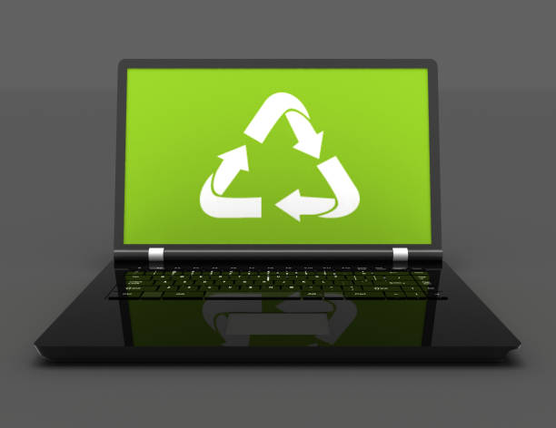 istock 3D Laptop with a recycling symbol on screen. environmental conservation concept 1158580626