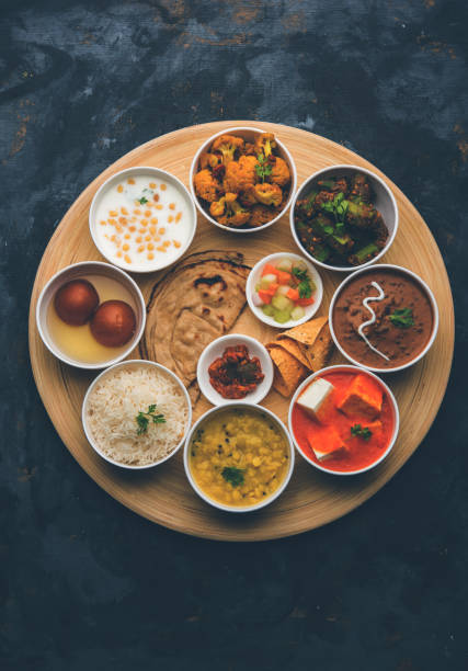 istock Indian Hindu Veg Thali / food platter, selective focus 1158580641