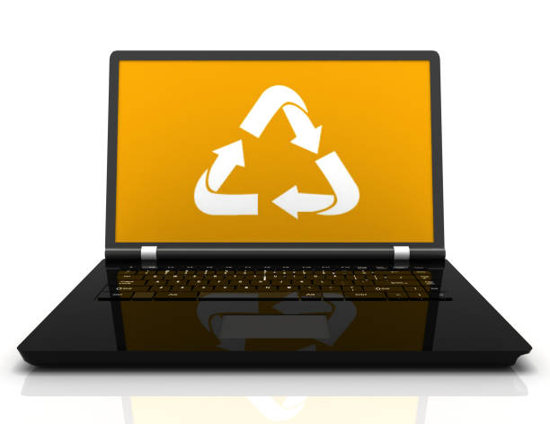 istock 3D Laptop with a recycling symbol on screen. environmental conservation concept 1158580692
