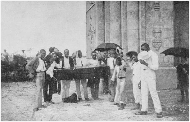 US Army black and white photos: Cuban funeral US Army black and white photos: Cuban funeral military funeral stock illustrations