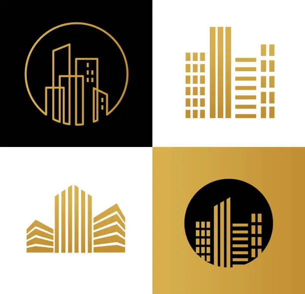 Vector illustration of Real estate logo, building development, set of logos, icons and elements