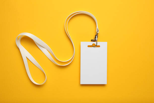 istock Mockup for an exhibition or conference with an empty card indication Close-up, identity cards on a lanyard 1158584302