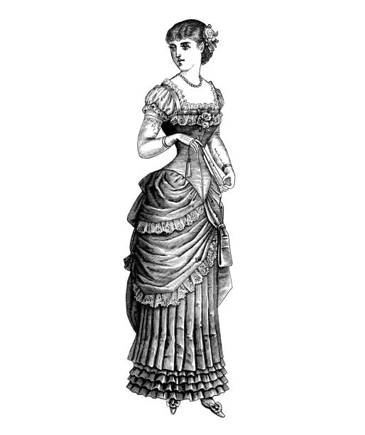 wiktoriańska kobieta antyczne francuski ilustracja - victorian style stock illustrations