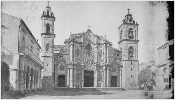 istock US Army black and white photos: Havana Cathedral, Cuba 1158586618