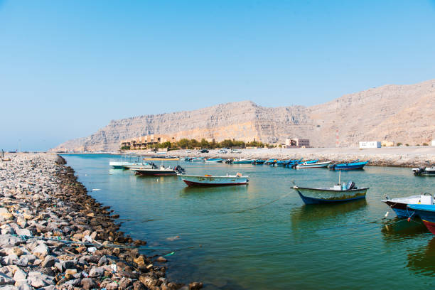 istock Khasab creek and desert rock scenery in Oman 1158587702
