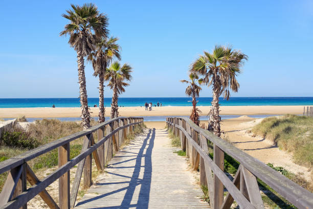 istock Bridge to the sea in Tarifa beach 1158592322