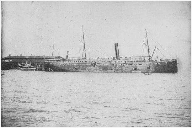 istock US Army black and white photos: Warship in Tampa 1158594181