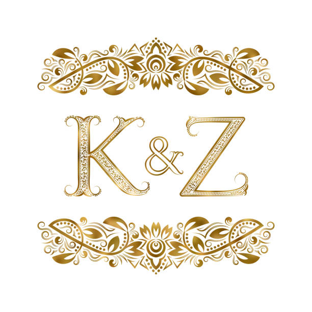 K And Z Vintage Initials Symbol The Letters Are Surrounded By