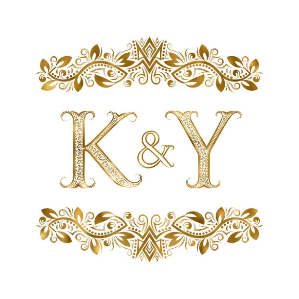 K And Y Vintage Initials Symbol The Letters Are Surrounded By
