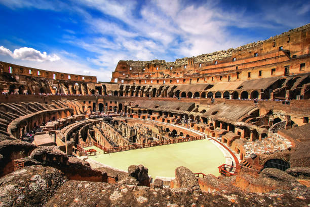 Inside the Colosseum , Rome - Italy Close up shot of the inside Colosseum architecture building , Rome , Italy inside the colosseum stock pictures, royalty-free photos & images