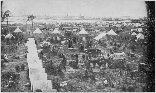 istock US Army black and white photos: Artillery camp in Tampa 1158596308